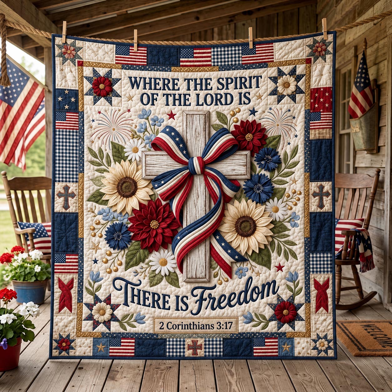 Faith Liberty Quilted Blanket GFTOMA12039