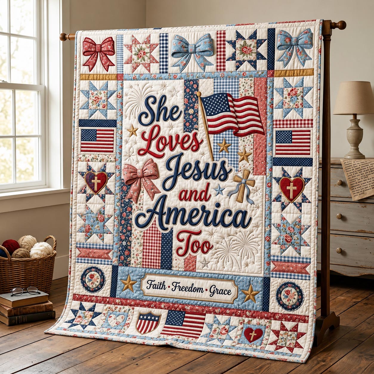 American Faith Quilted Blanket GFTOMA12040