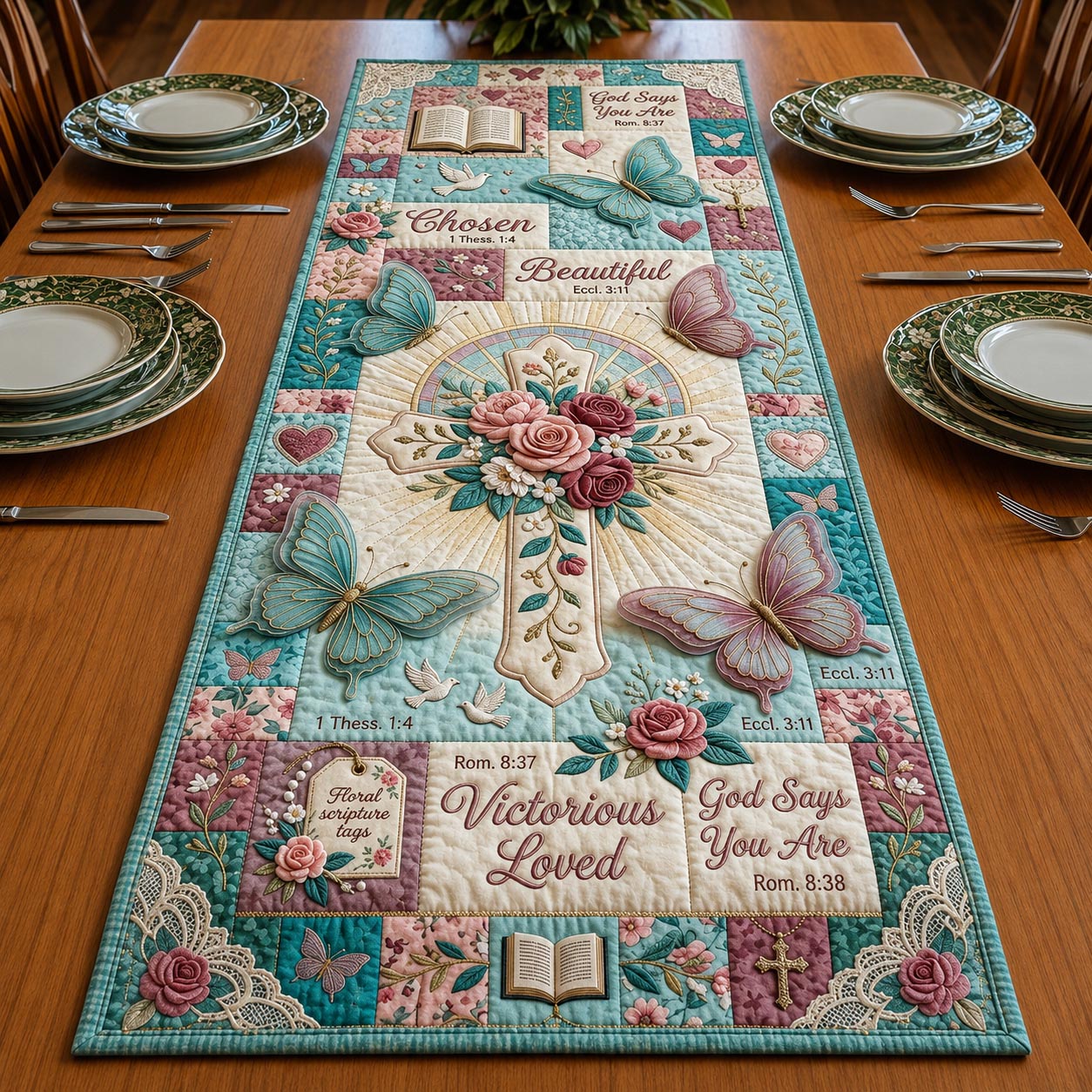 Blooming Faith Quilted Table Runner GFTOMA12050