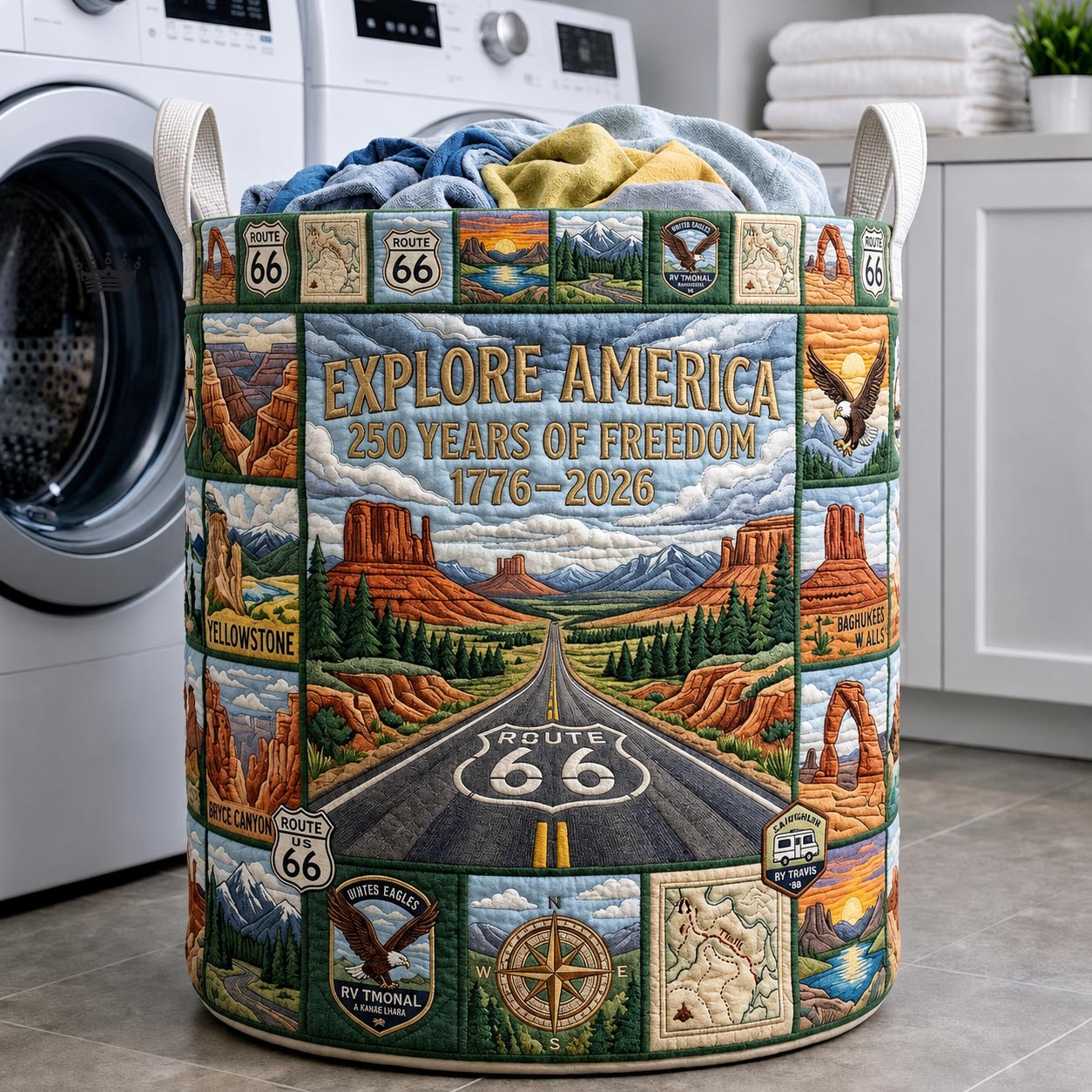 America 250 Quilted Laundry Basket GFTOMA12064