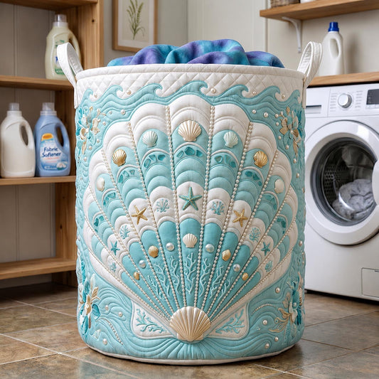 Seaside Whisper Quilted Laundry Basket GFTOMA12073