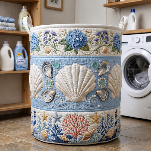 Coastal Serenity Quilted Laundry Basket GFTOMA12074