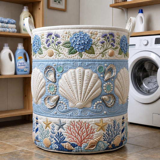 Coastal Serenity Quilted Laundry Basket GFTOMA12074