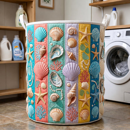 Salt Whisper Quilted Laundry Basket GFTOMA12075
