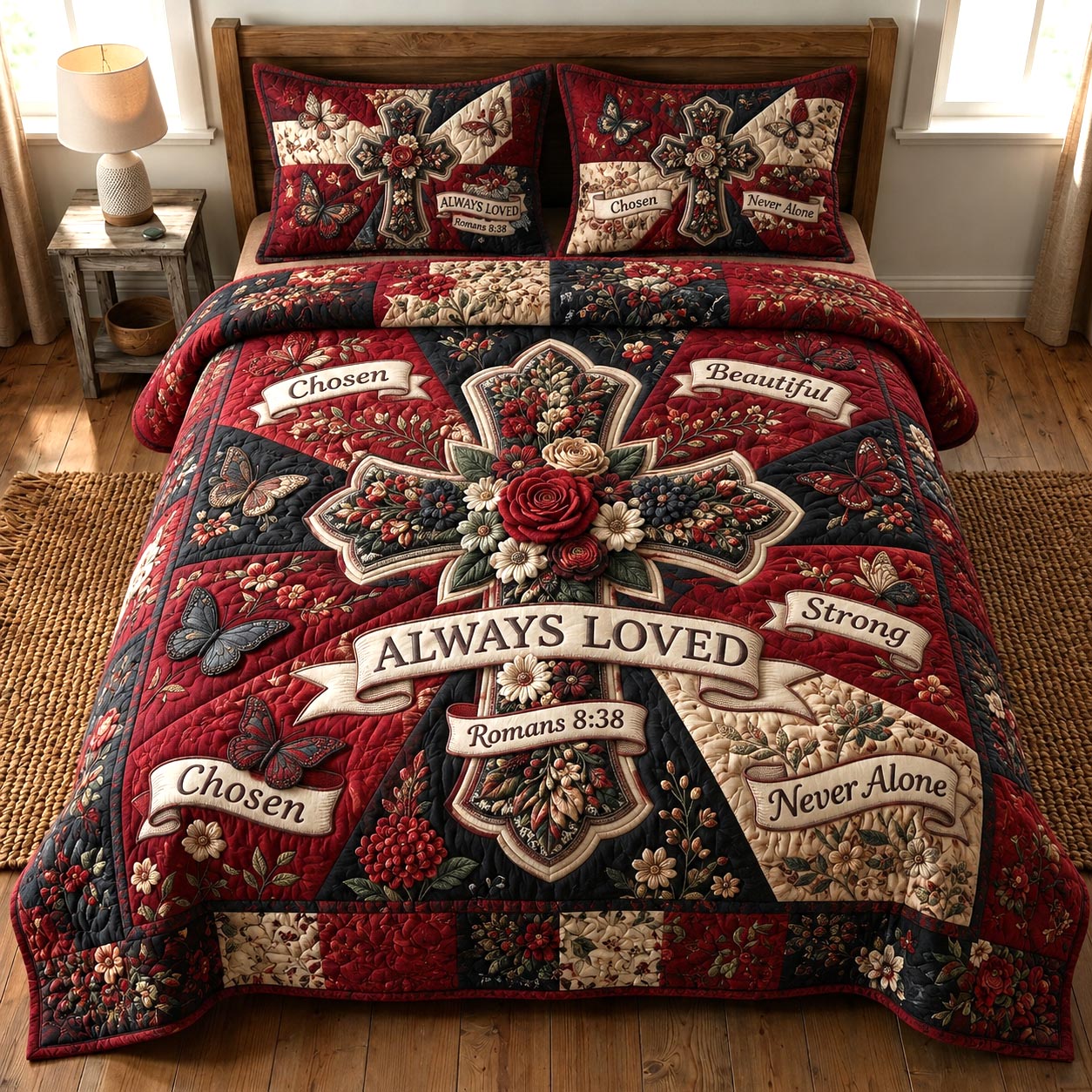 Bible Bloom 3-Piece Quilted Bedding Set GFTOMA12221