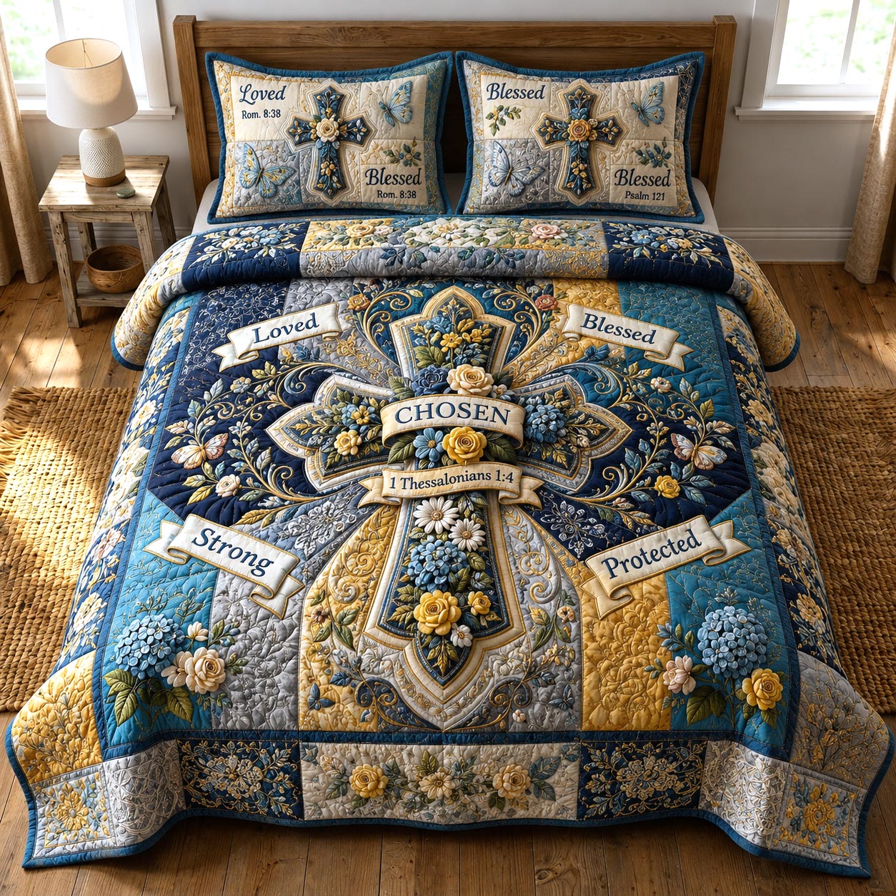 Bible Garden 3-Piece Quilted Bedding Set GFTOMA12222
