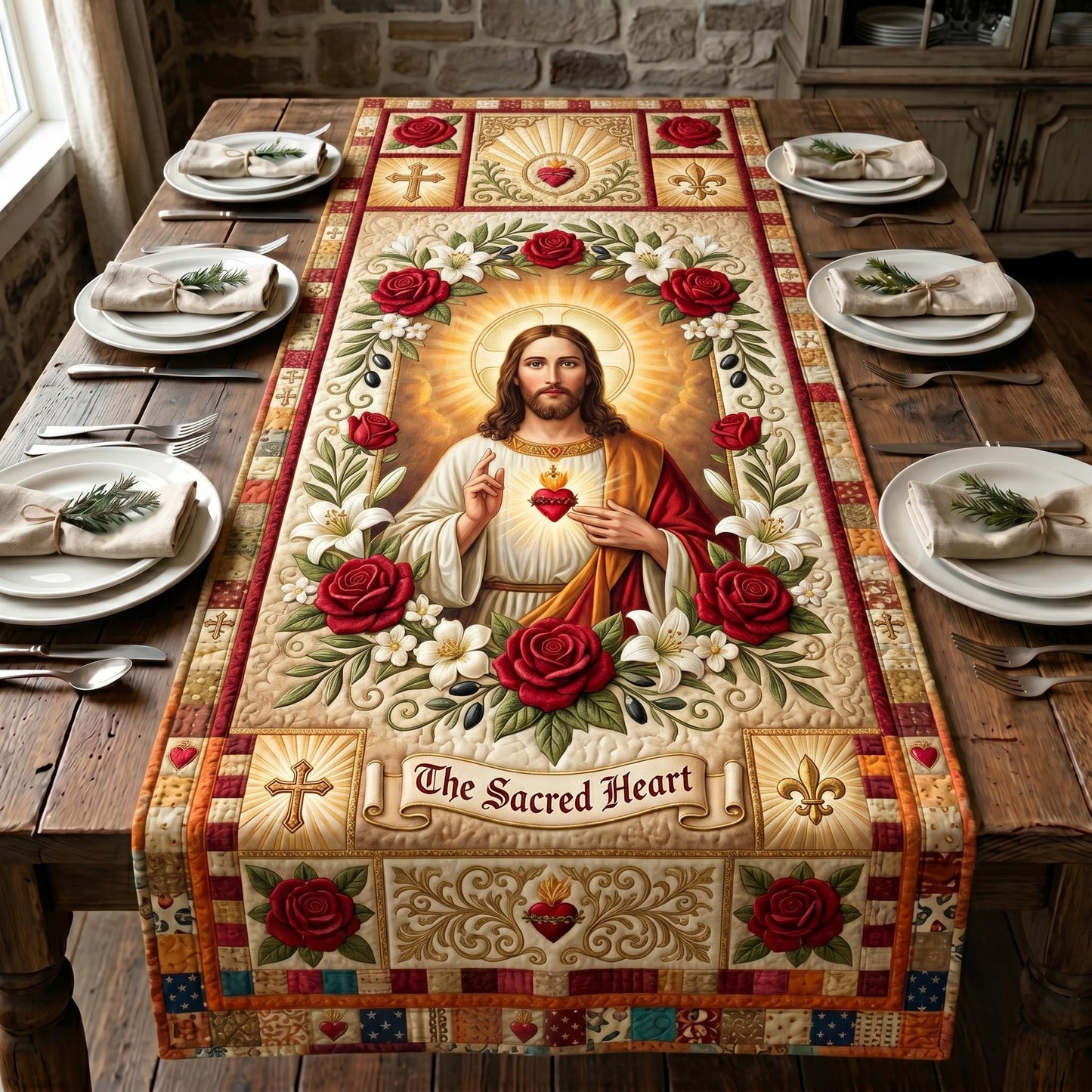 Divine Heart Quilted Table Runner GFTOMA12337