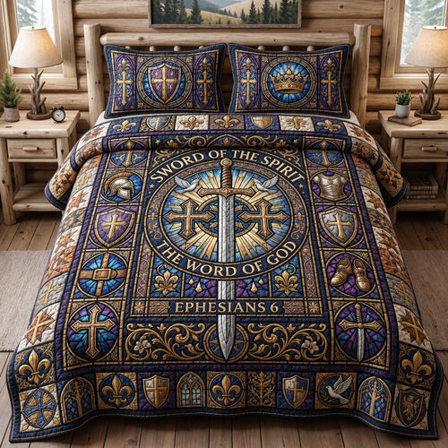 Faith Warrior 3-Piece Quilted Bedding Set GFTOMA12379