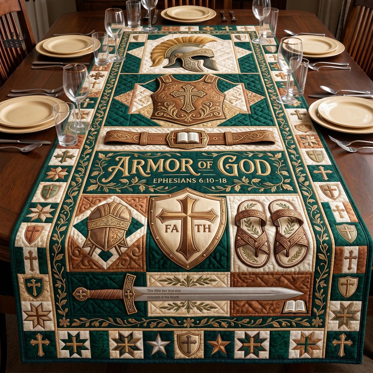 Armor Of God Quilted Table Runner GFTOMA12455