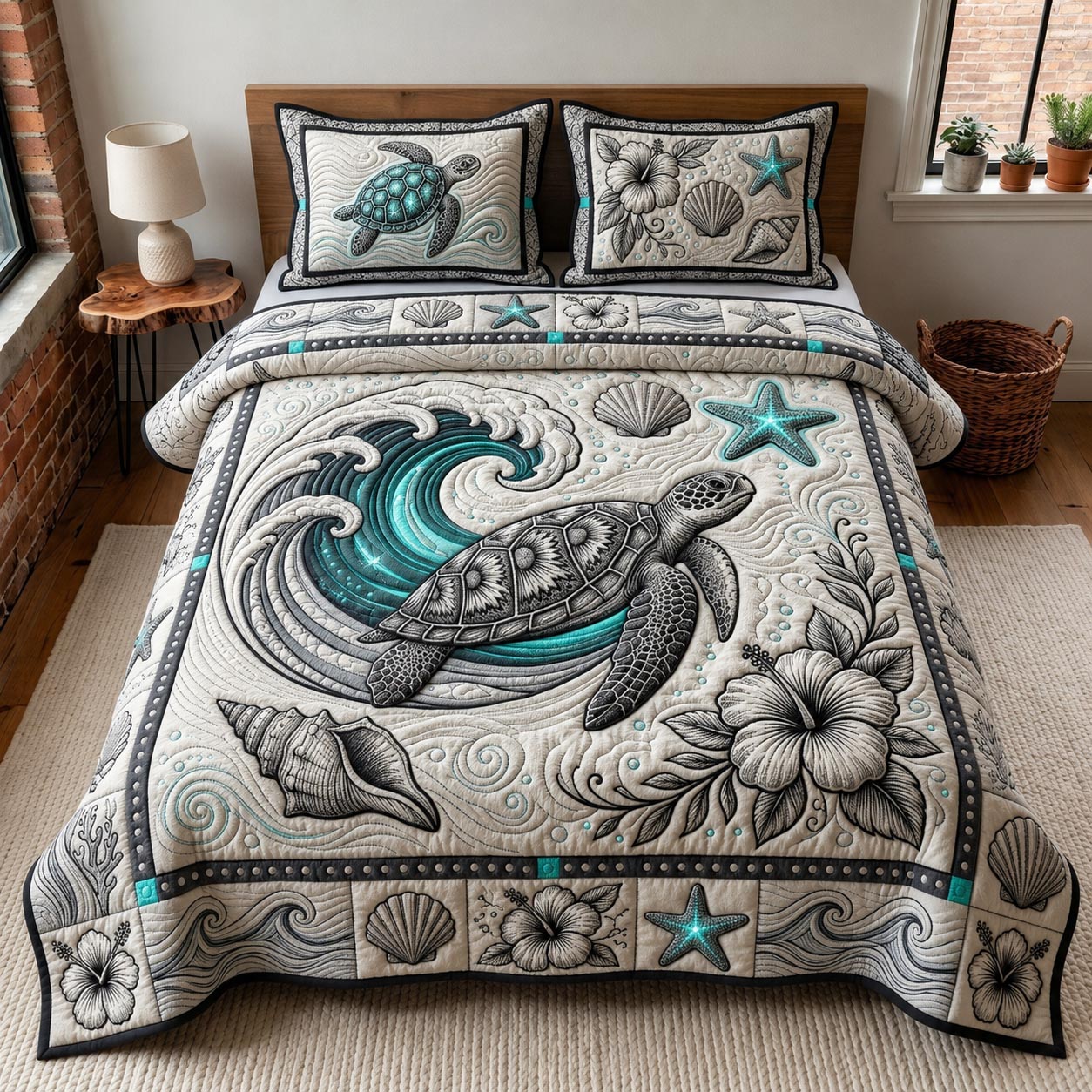 Sacred Turtle 3-Piece Quilted Bedding Set GFTOMA12527