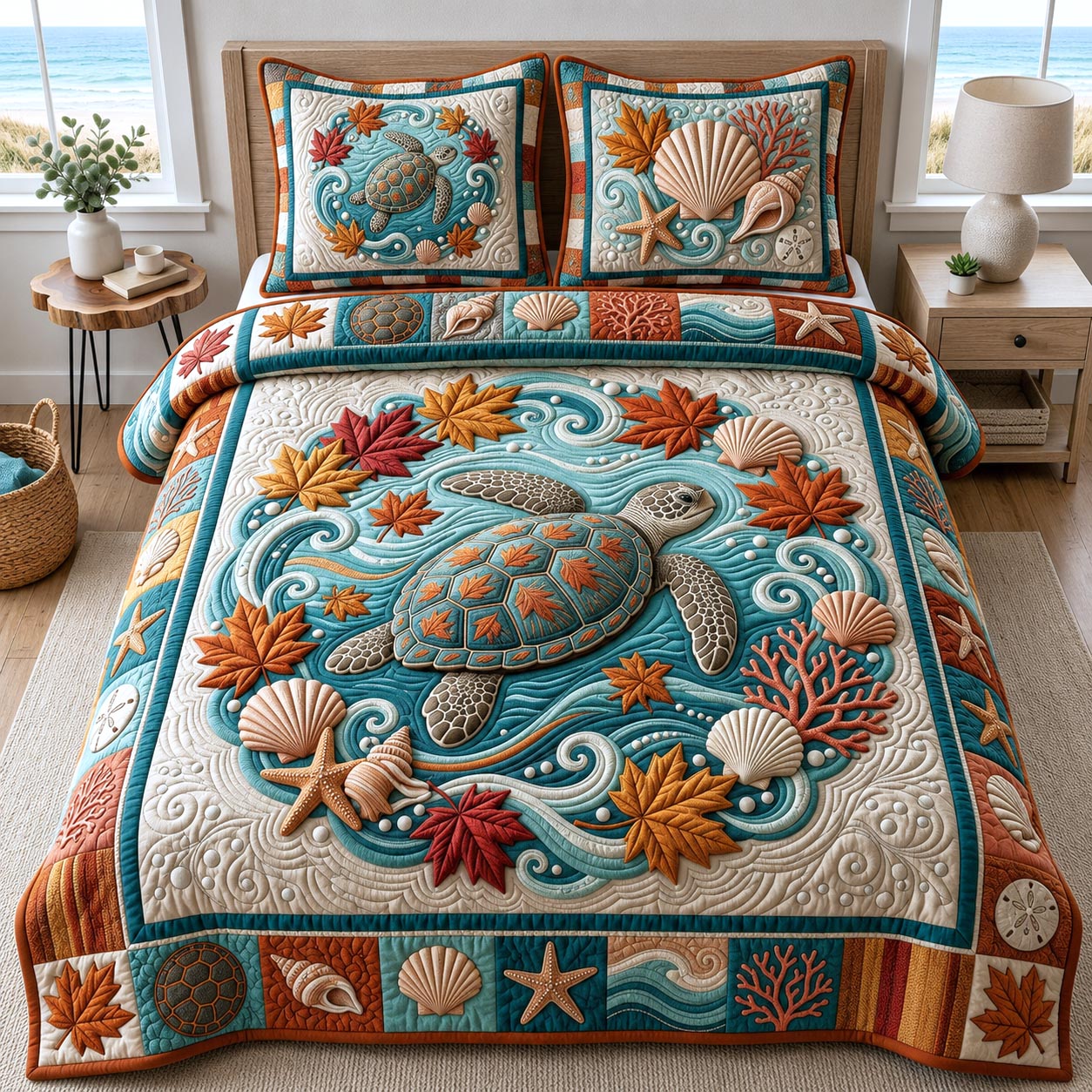Turtle Harmony 3-Piece Quilted Bedding Set GFTOMA12530