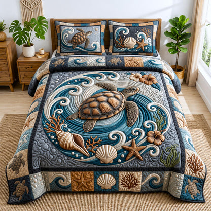 Ancient Turtle 3-Piece Quilted Bedding Set GFTOMA12531