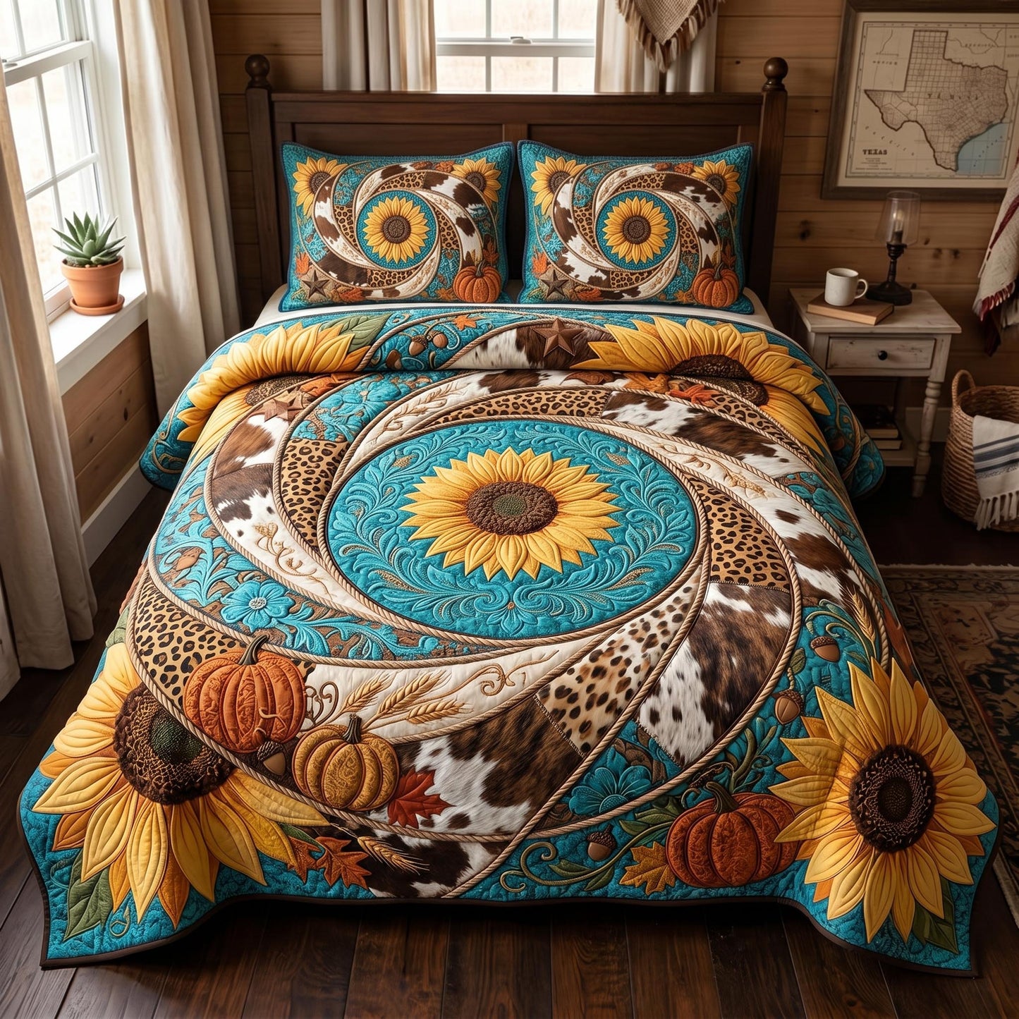 Sunflower Safari 3-Piece Quilted Bedding Set GFTOMA12593