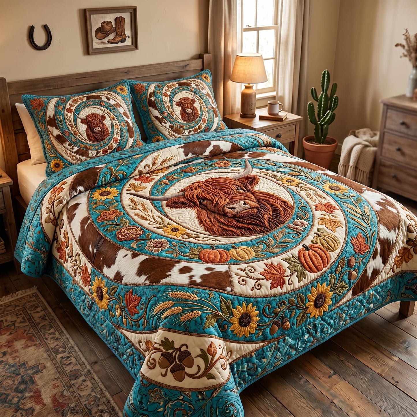 Golden Bloom 3-Piece Quilted Bedding Set GFTOMA12596