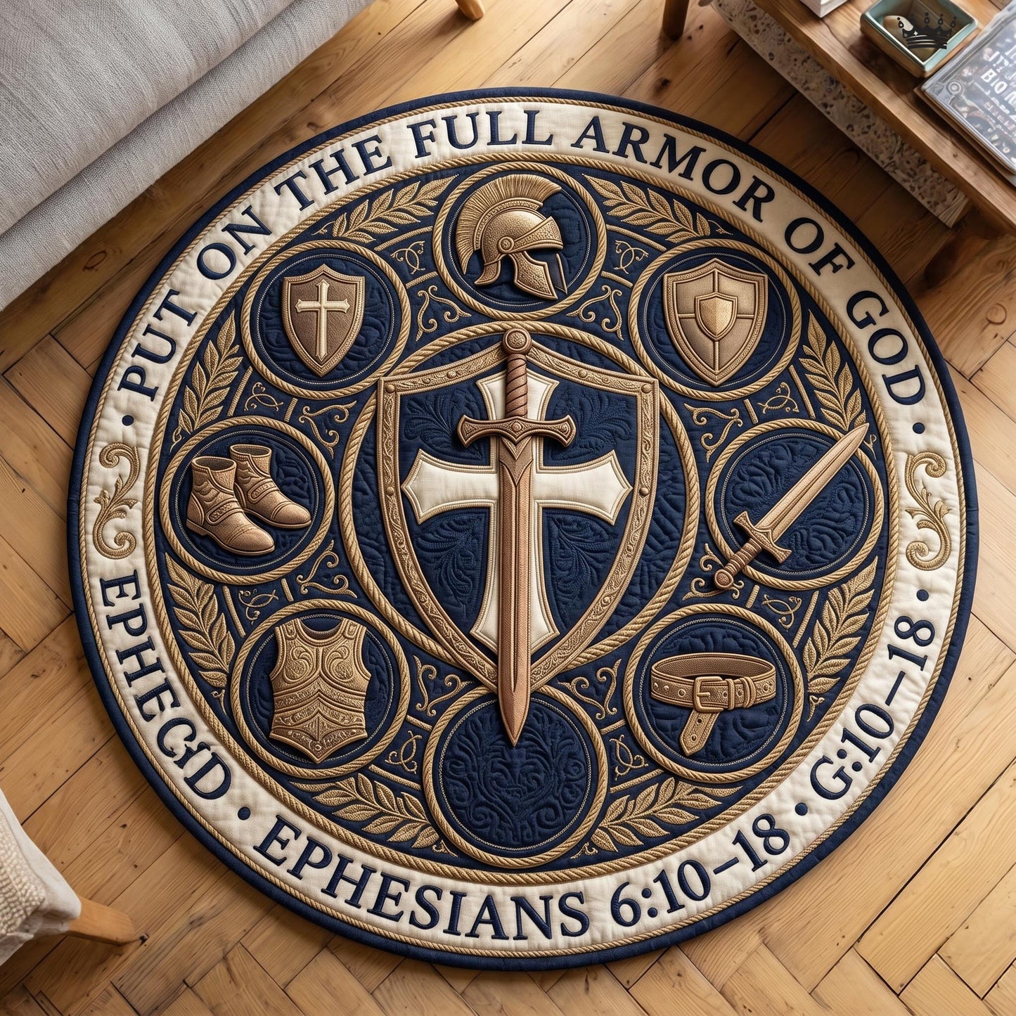 Armor Of God Quilted Round Mat GFTOMA12635