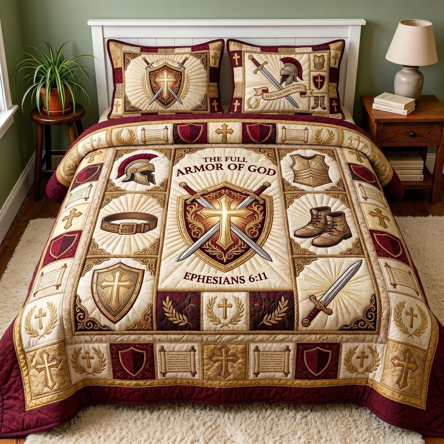Warrior Faith 3-Piece Quilted Bedding Set GFTOMA12647