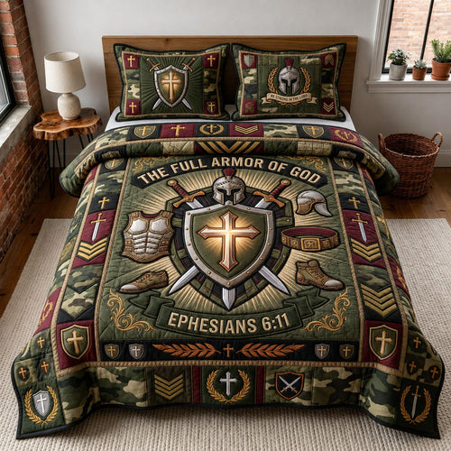 Faith Shield 3-Piece Quilted Bedding Set GFTOMA12648