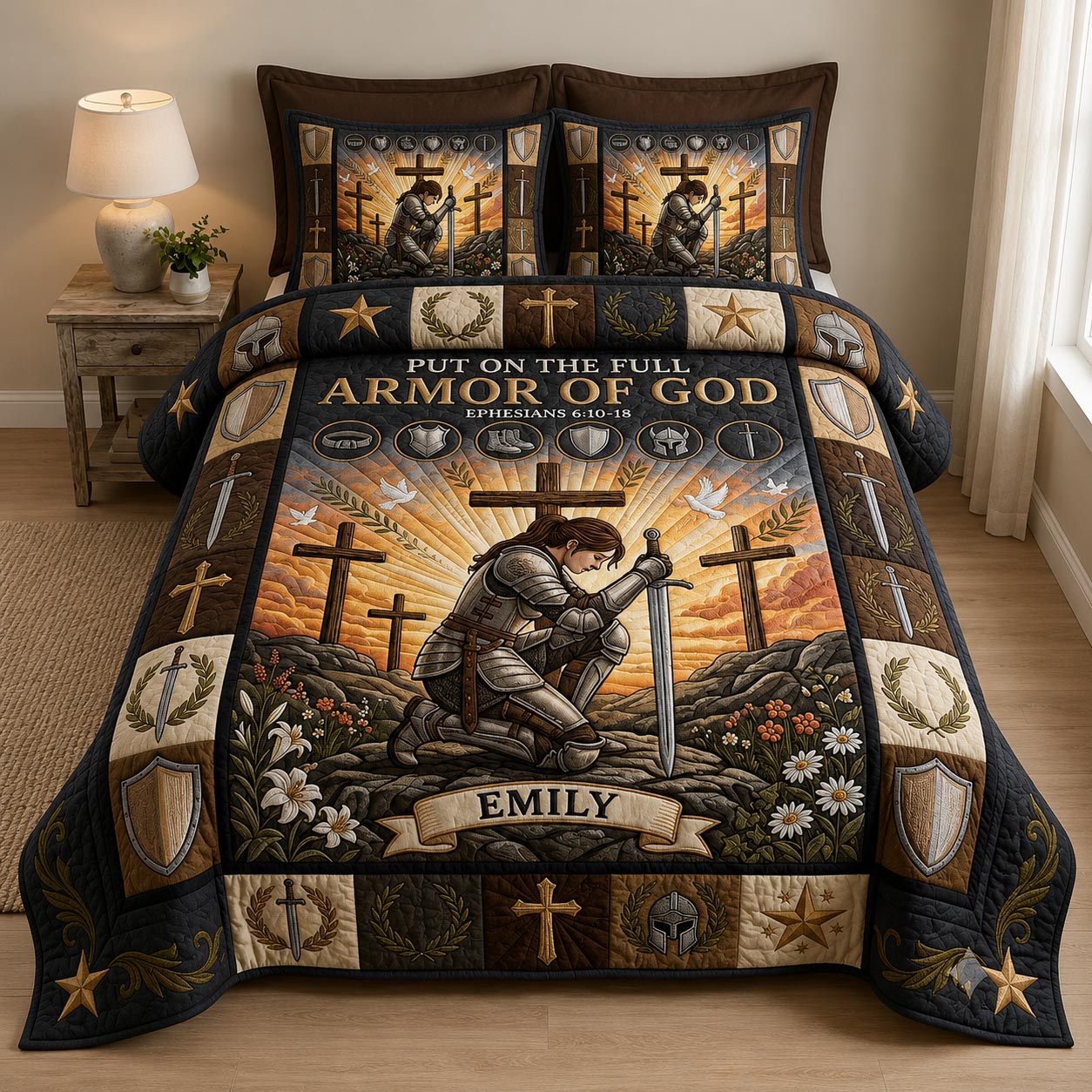 Full Armor Of God 3-Piece Quilted Bedding Set GFTOMA12681