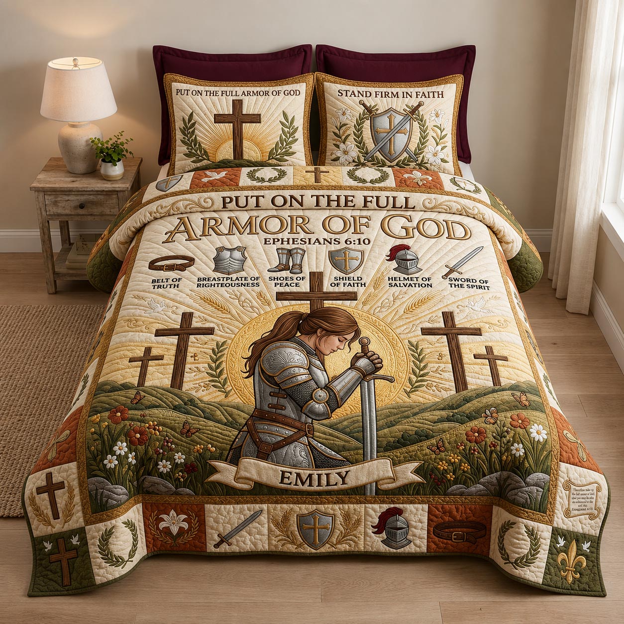Full Armor Of God 3-Piece Quilted Bedding Set GFTOMA12682