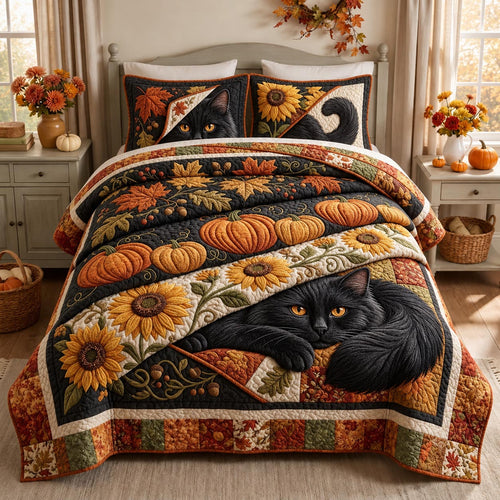 Autumn Whiskers 3-Piece Quilted Bedding Set GFTOMA12683