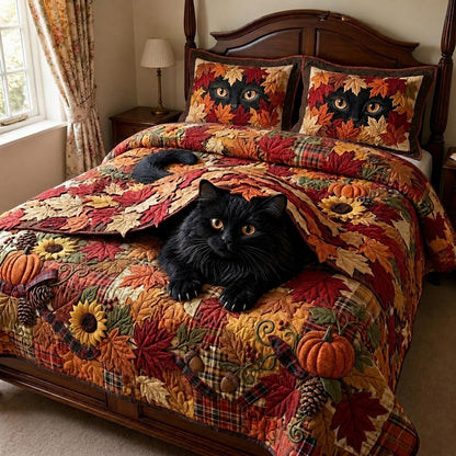 Autumn Cat 3-Piece Quilted Bedding Set GFTOMA12685