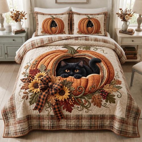 Black Whiskers 3-Piece Quilted Bedding Set GFTOMA12687