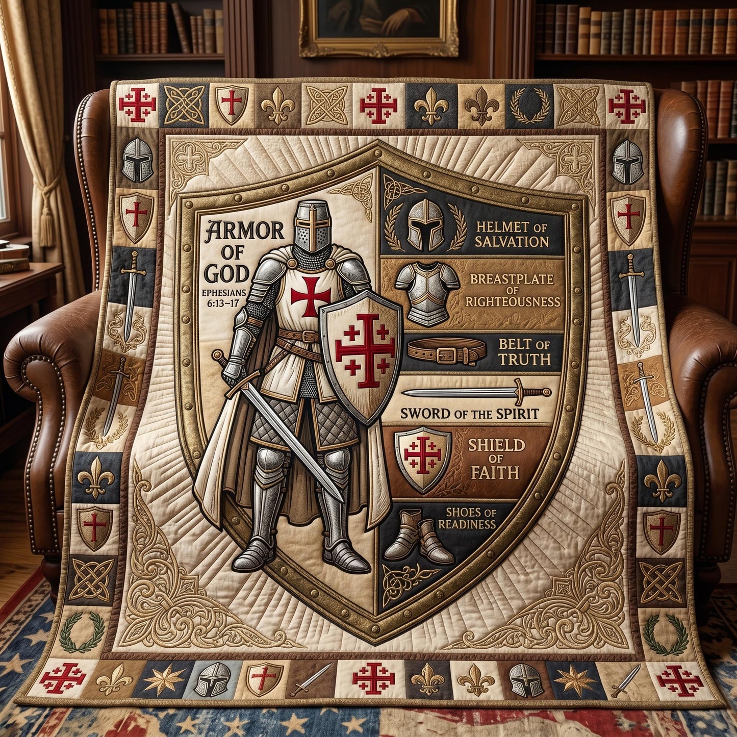 Full Armor Of God Quilted Blanket GFTOMA12693