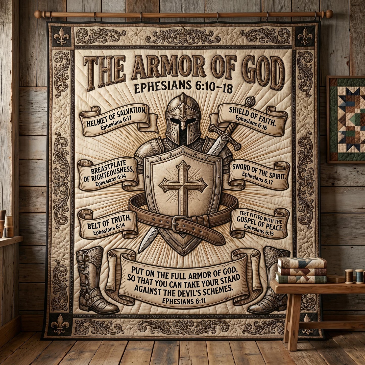 Full Armor Of God Quilted Blanket GFTOMA12694