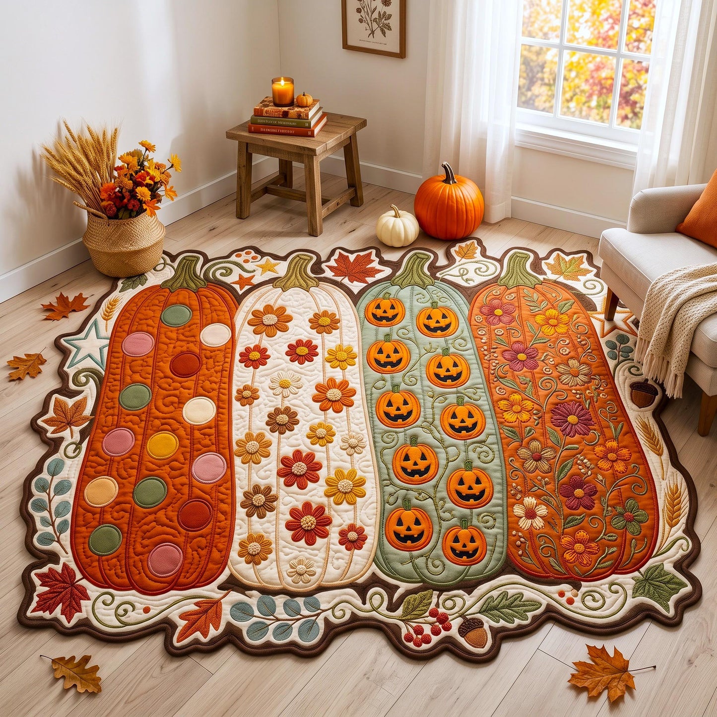 Pumpkin Charm Custom Shape Area Rug GFTOMA12703