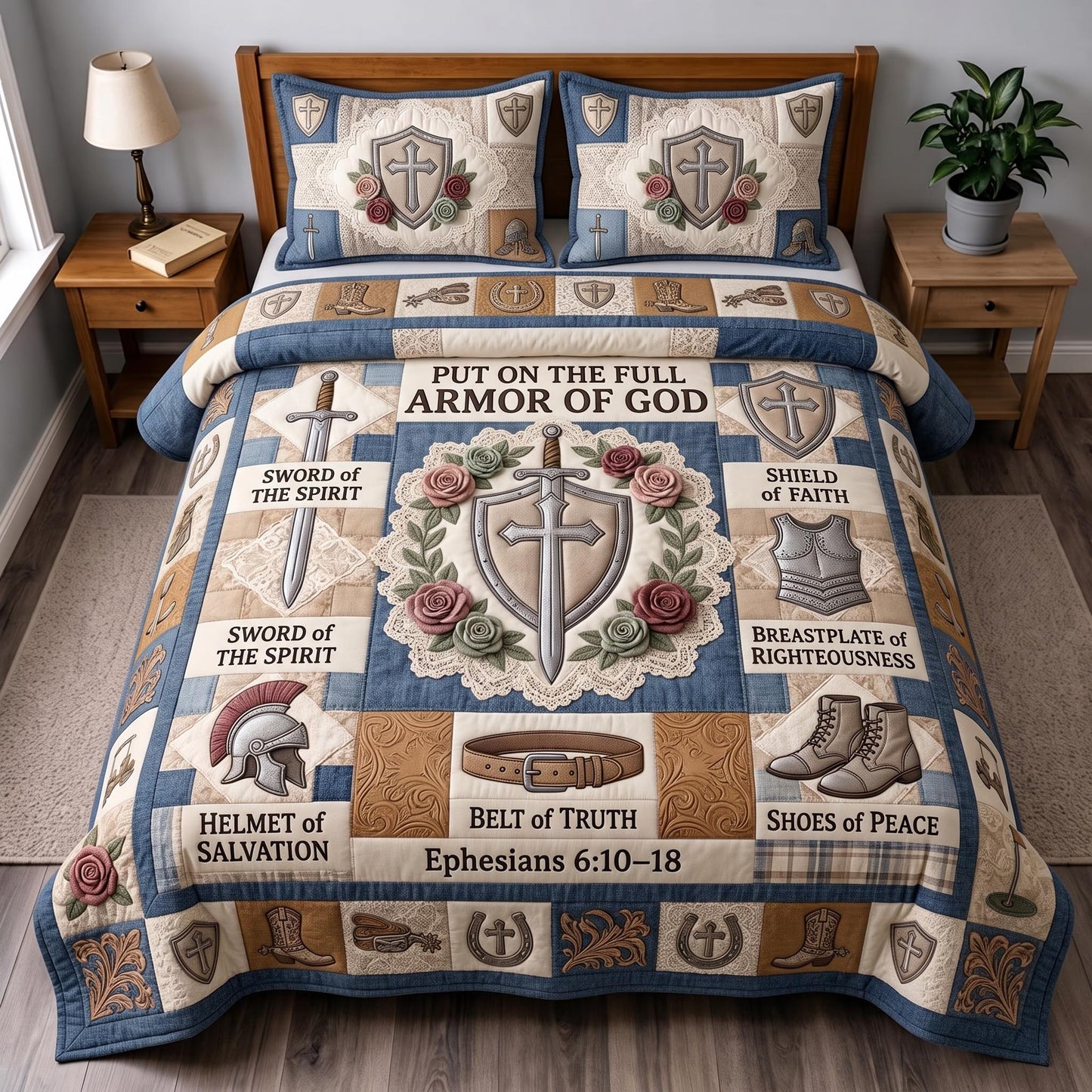 Full Armor Of God 3-Piece Quilted Bedding Set GFTOMA12745