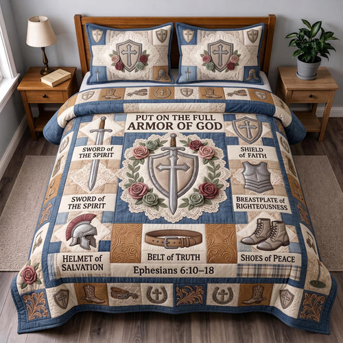 Full Armor Of God 3-Piece Quilted Bedding Set GFTOMA12745