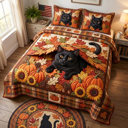Autumn Cat 3-Piece Quilted Bedding Set GFTOMA12777