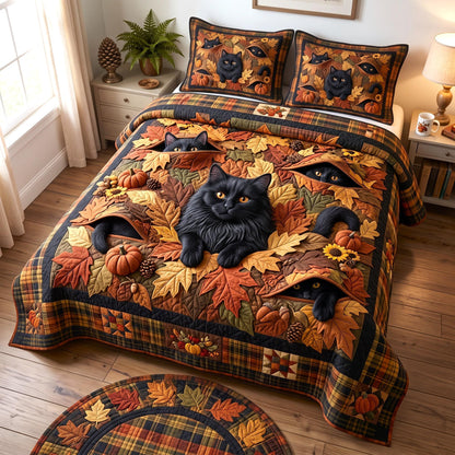 Autumn Cat 3-Piece Quilted Bedding Set GFTOMA12779