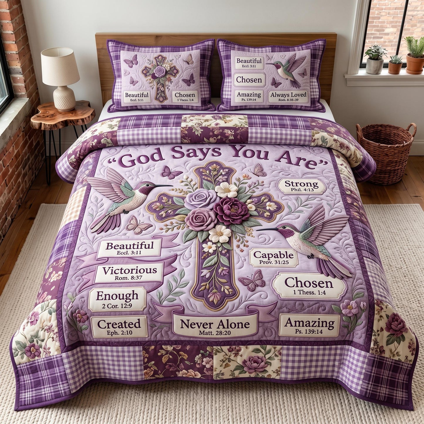Floral Bible 3-Piece Quilted Bedding Set GFTOMA12787