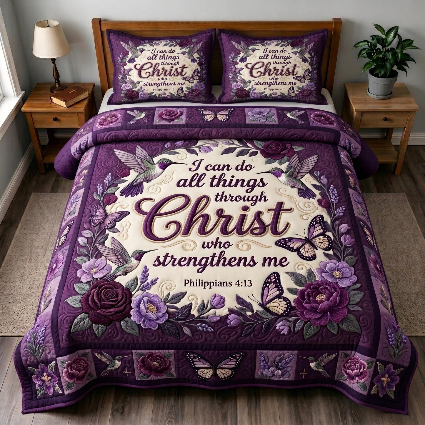 Philippians 4:13 3-Piece Quilted Bedding Set GFTOMA12789