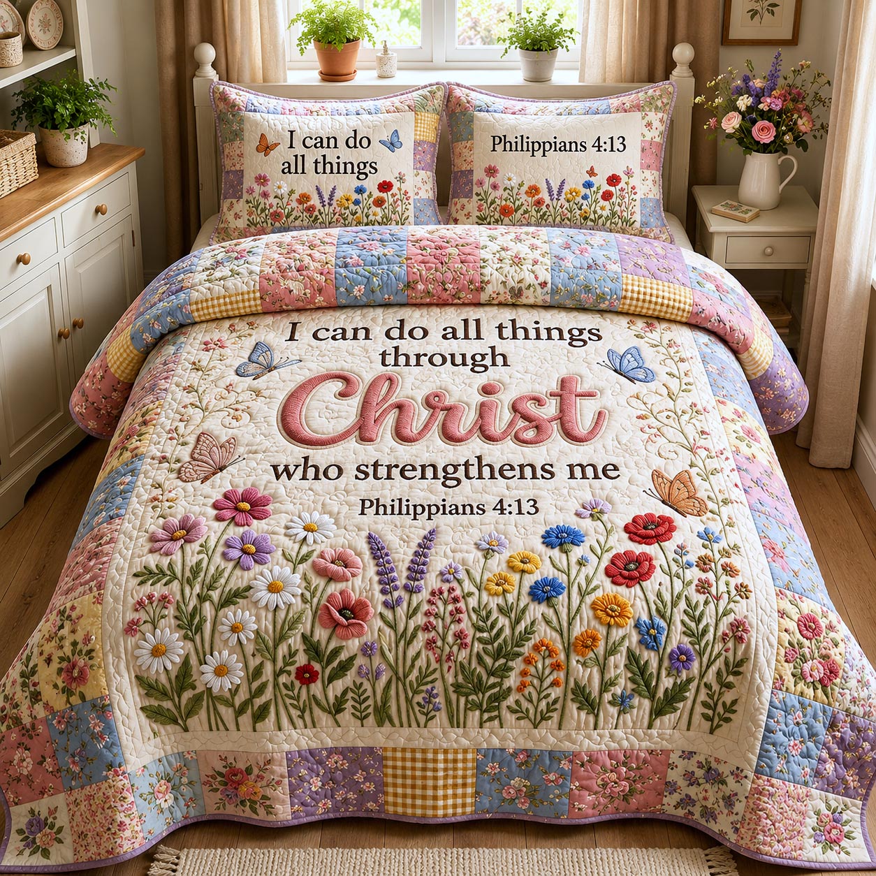 Philippians 4:13 3-Piece Quilted Bedding Set GFTOMA12790