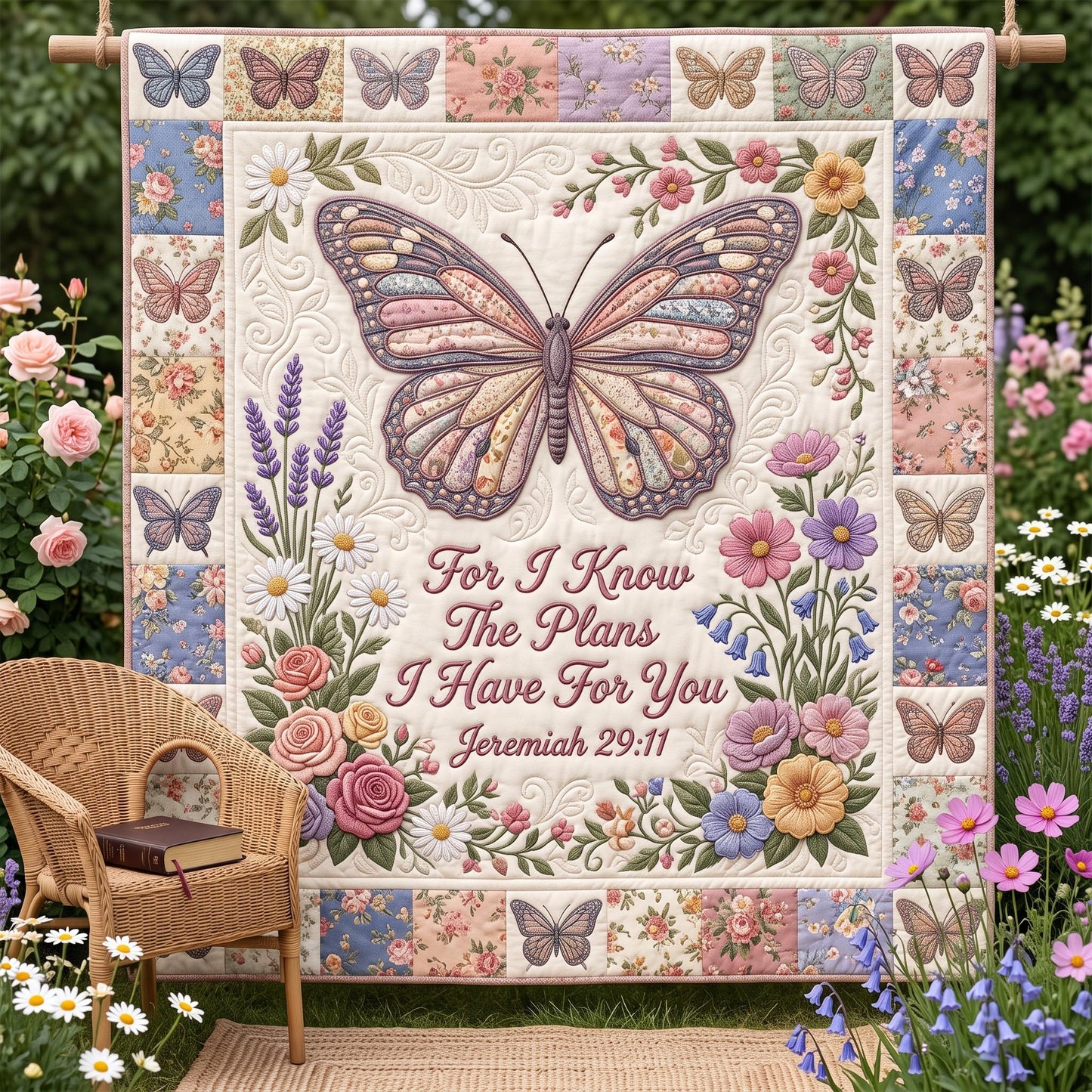 Floral Bible Quilted Blanket GFTOMA12798