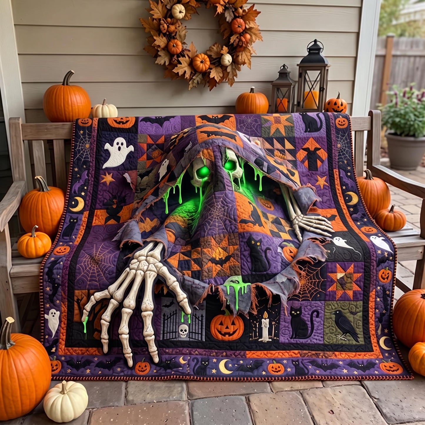 Skeleton Nights Quilted Blanket GFTOMA12833