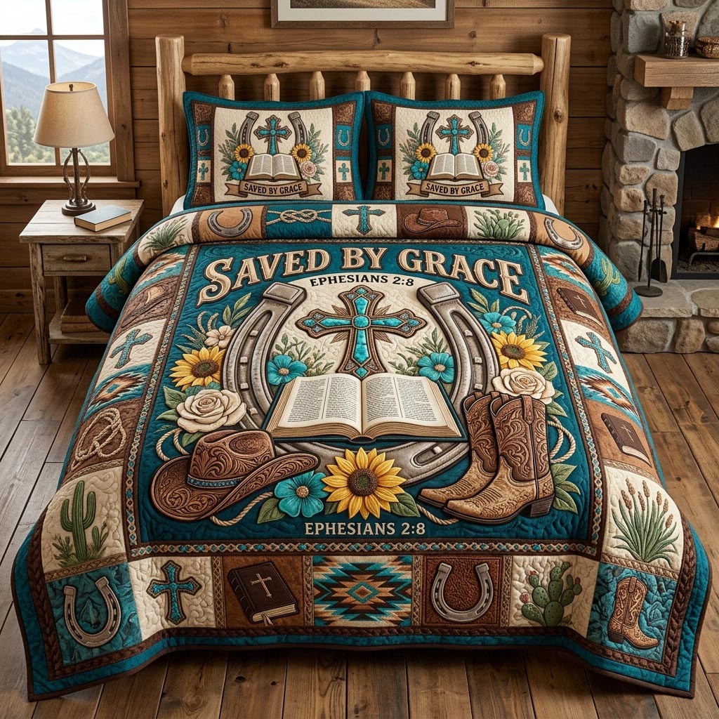 Faith Trails 3-Piece Quilted Bedding Set GFTOMA12854
