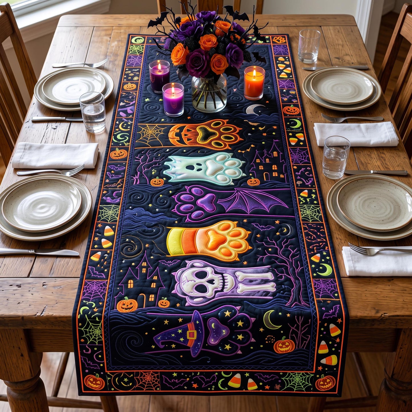 Autumn Paws Quilted Table Runner GFTOMA12867