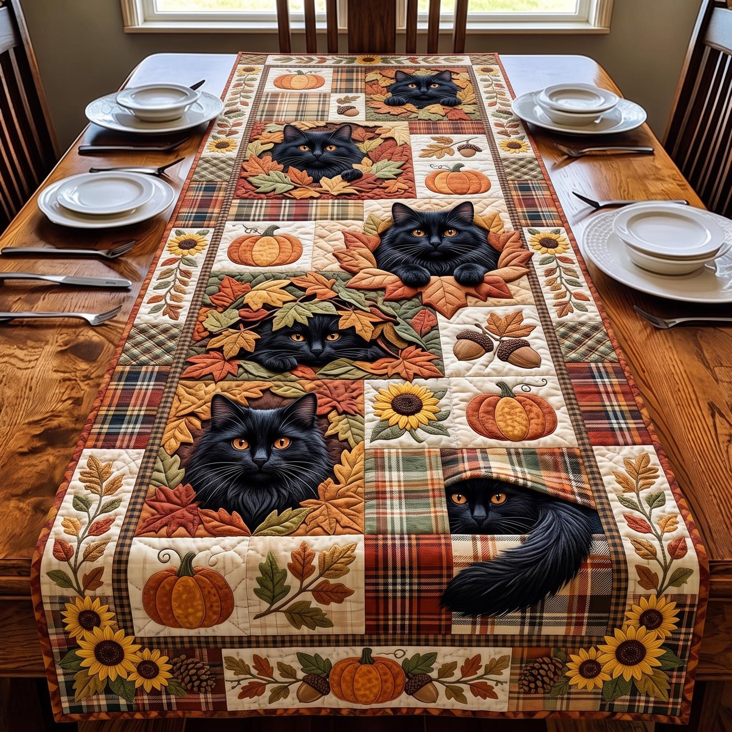 Autumn Cat Quilted Table Runner GFTOMA12995