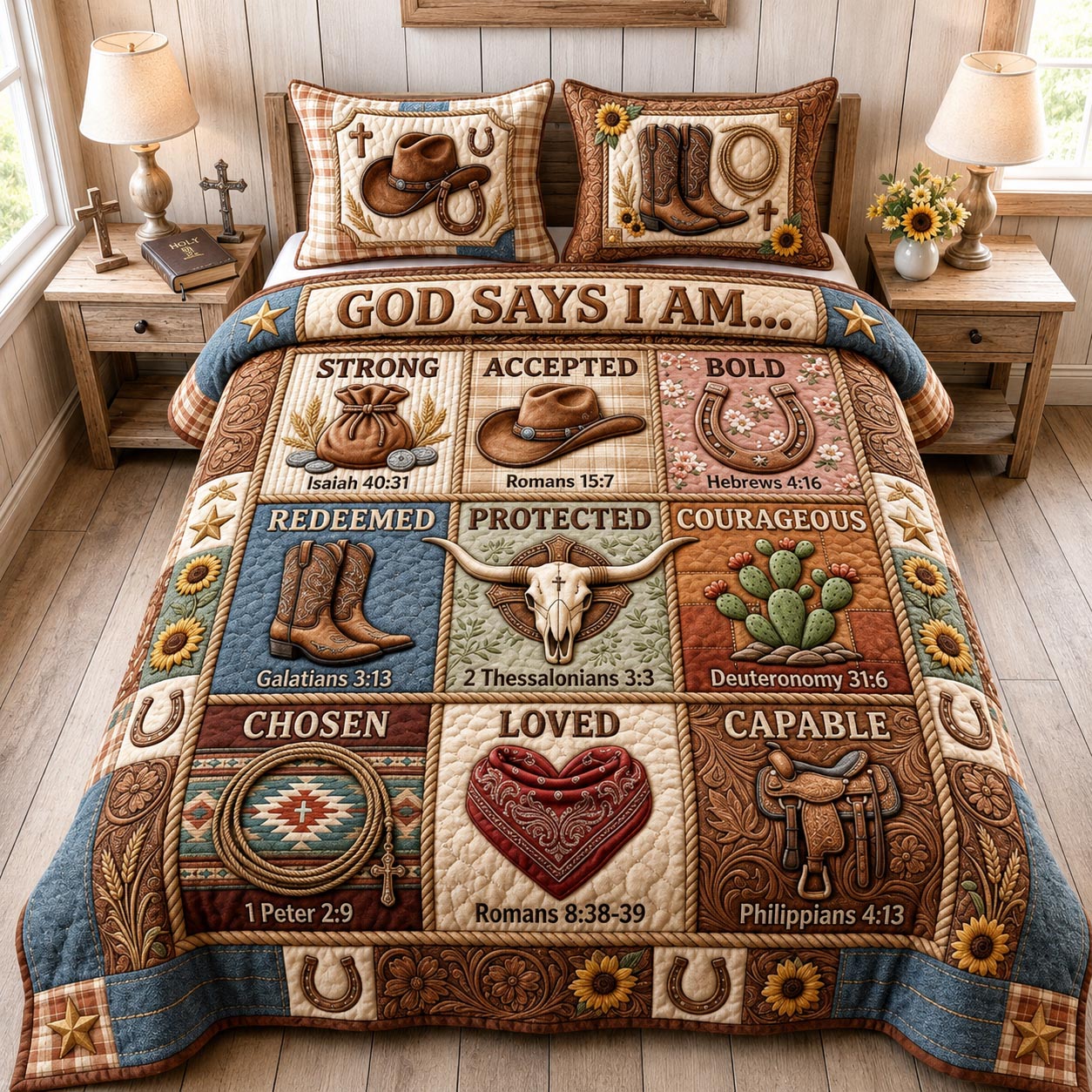 Cowboy Faith 3-Piece Quilted Bedding Set GFTOMA13053
