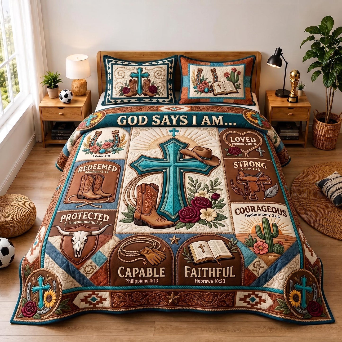Faith Frontier 3-Piece Quilted Bedding Set GFTOMA13054