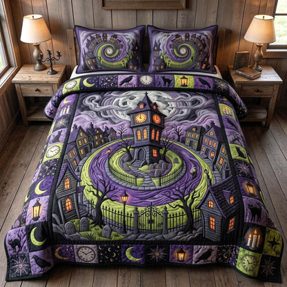 Haunted Town 3-Piece Quilted Bedding Set GFTOMA13070