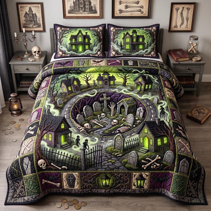 Halloween Hollow 3-Piece Quilted Bedding Set GFTOMA13071