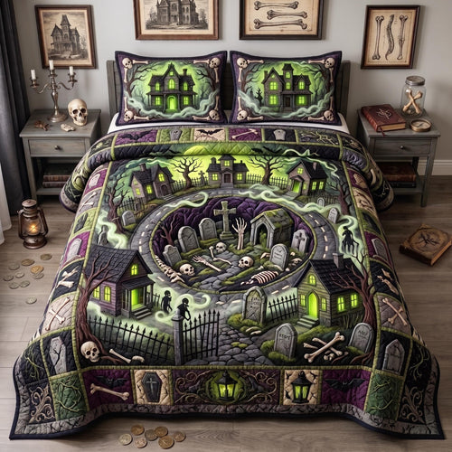 Halloween Hollow 3-Piece Quilted Bedding Set GFTOMA13071