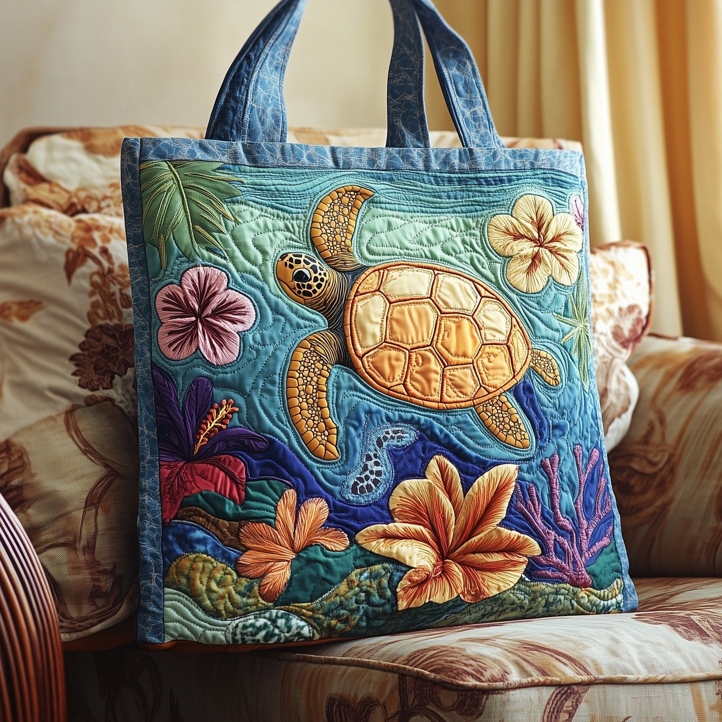 Sea Turtle Quilted Tote Bag GFTOMA1308