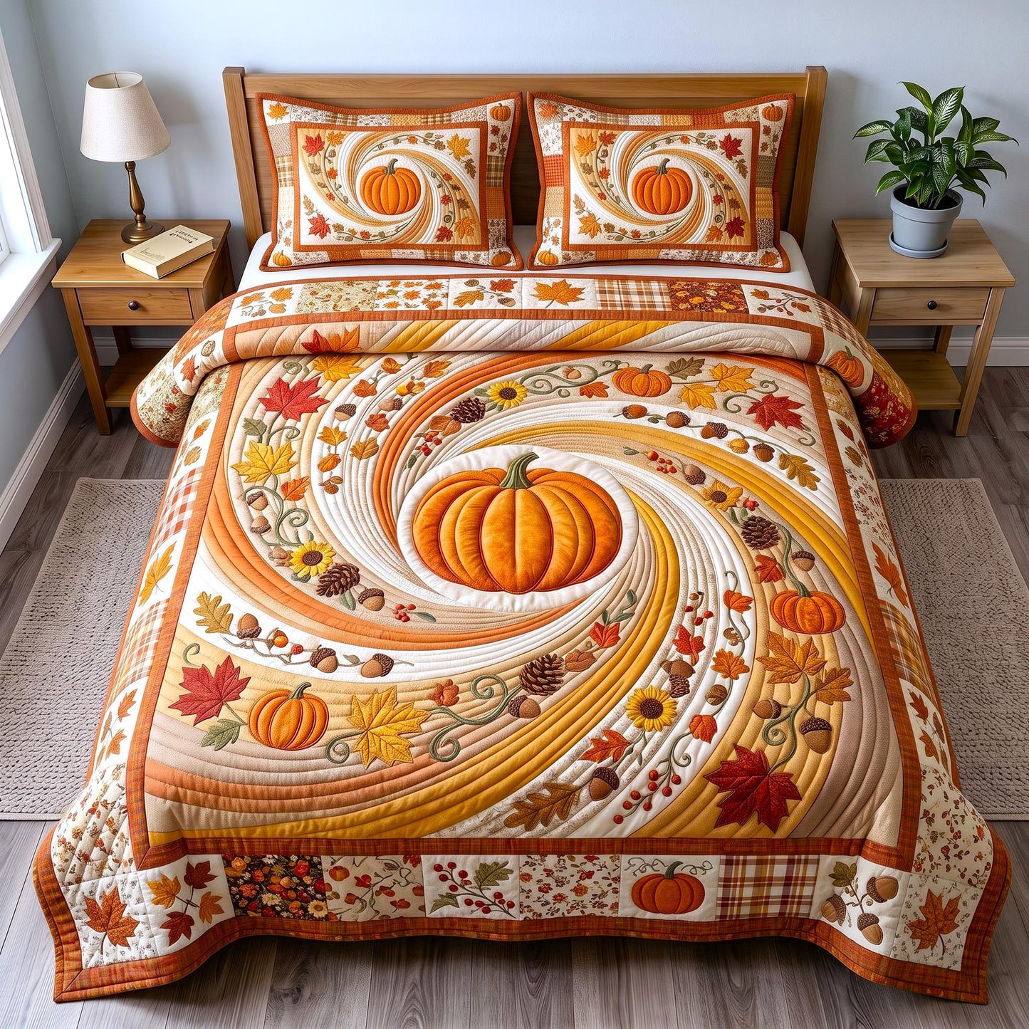 Autumn Vibes 3-Piece Quilted Bedding Set GFTOMA13106