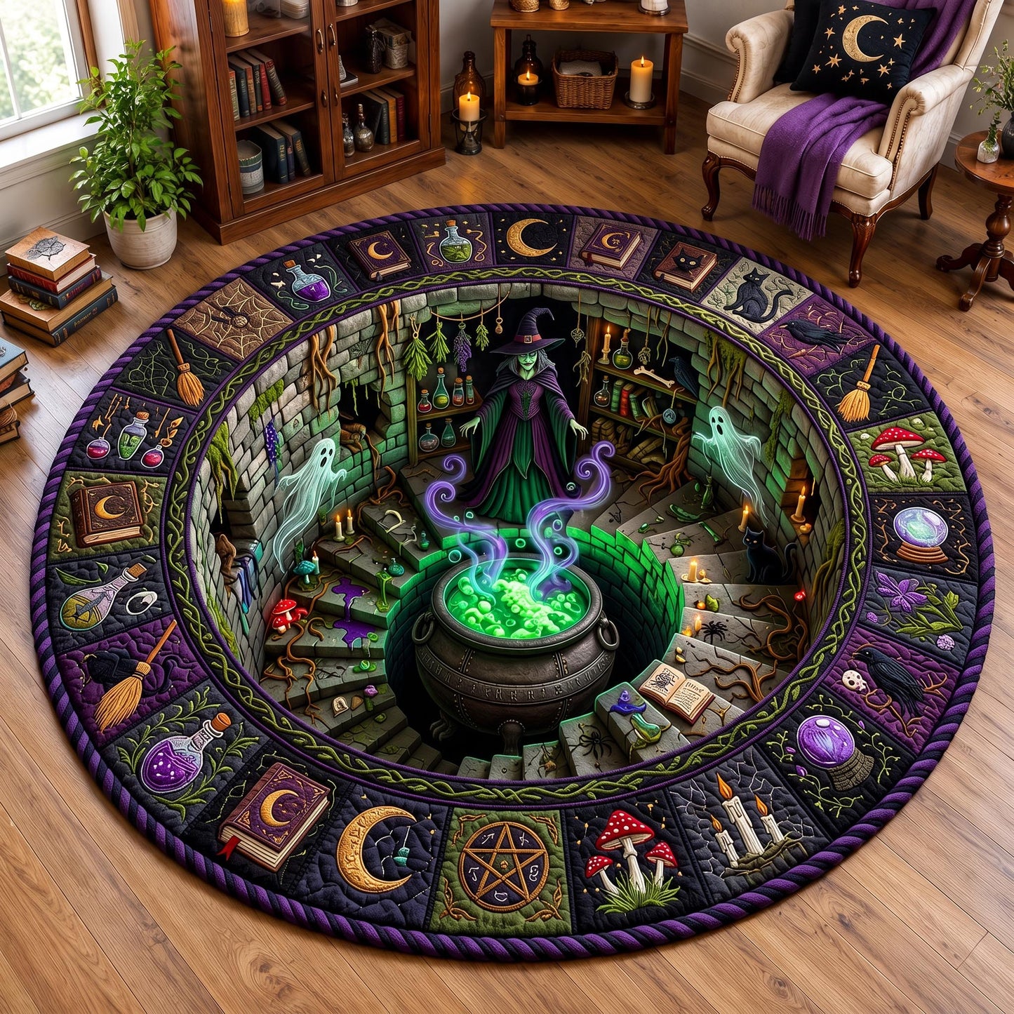 Haunted Stairway Quilted Round Mat GFTOMA13136