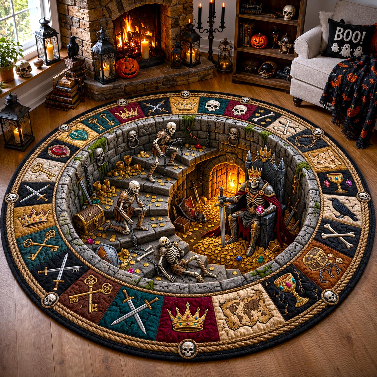 Ghostly Stairway Quilted Round Mat GFTOMA13137